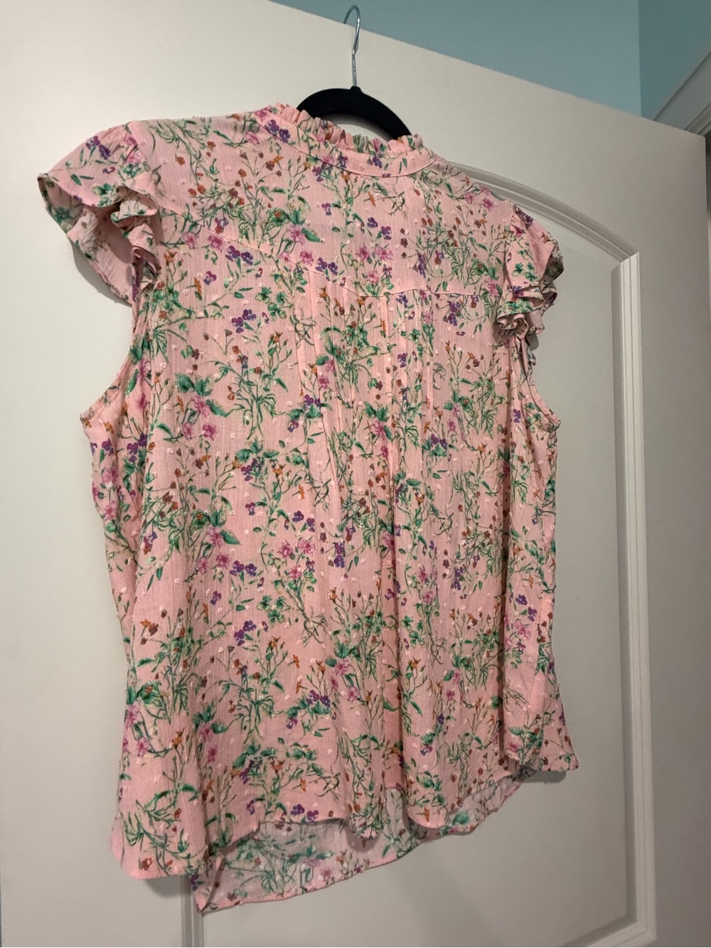 Rose & Olive Pink Floral Ruffle Sleeve Top